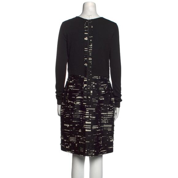 PIAZZA SEMPIONE Black Cream Wool Blend Knit and Textured Dress - Size 8 (M) - Picture 3 of 10